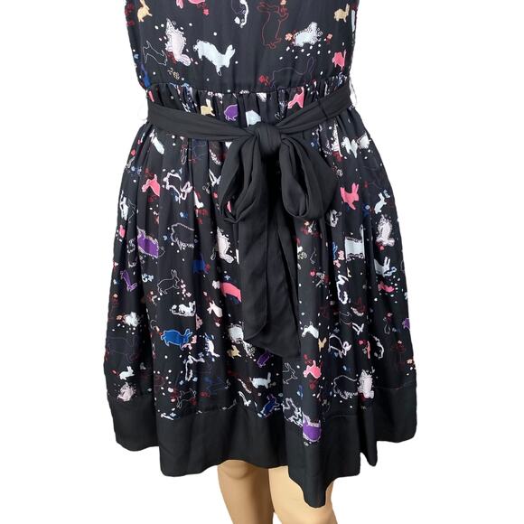 Y2K Erin Fetherston Black Rabbit Bunny Print Novelty Slip Dress SZ S - Picture 5 of 9